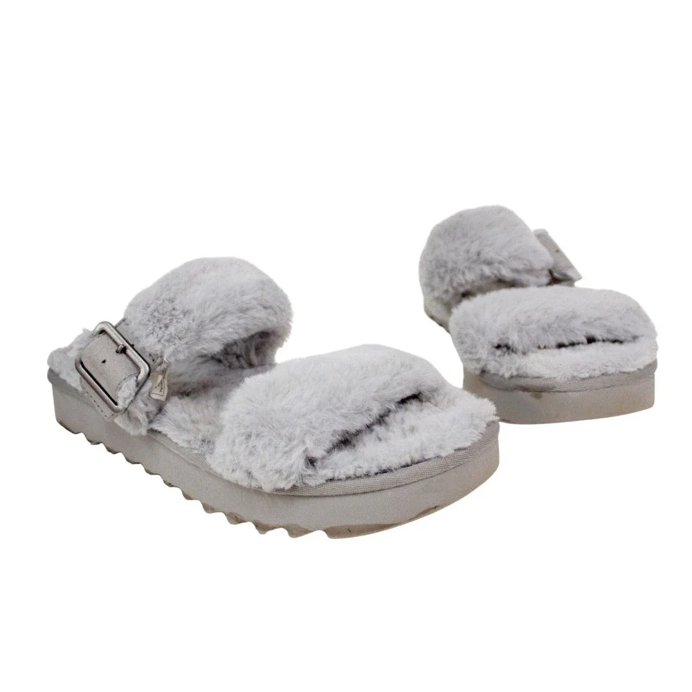 Koolaburra by UGG Fuzz-Ah Slide Sandals Slip On Wild Dove Gray Women's Size 7